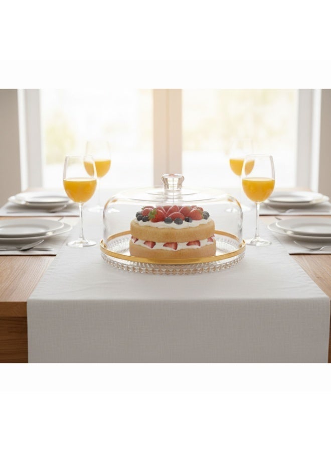 Luxury Crystal Plastic Cake Holder, Dish or Container with a Transparent Lid 28X28X13 cm - Image 4